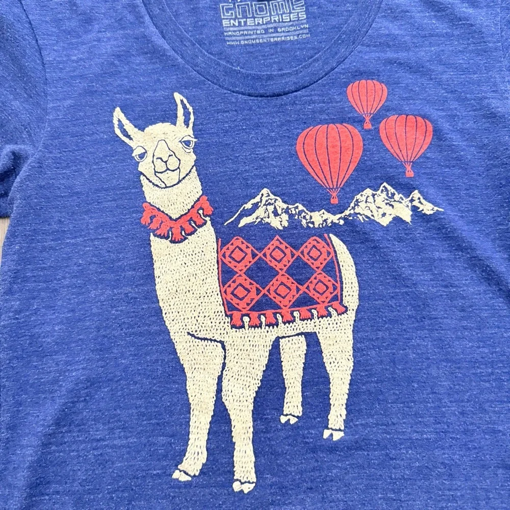 ModCloth Alpaca Hot Air Ballon American Apparel Scoop Neck Graphic Blue Large - Picture 2 of 8